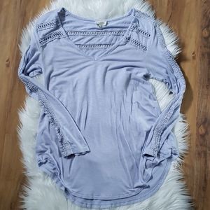 Anthropologie crochet sleeve top L